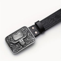 Embossed Leather Belt for Men Retro Casual Belt