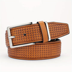 Alloy Pin Buckle PU Striped Belt for Men