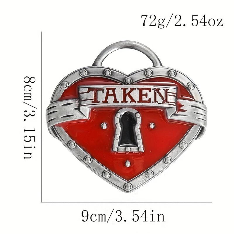 Heart Lock Keyhole TAKEN Metal Belt Buckle Couple Chars Western Cowboy Accessory