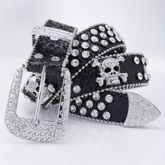 Sequin Wide Belt with Rhinestone Inlay for Pants
