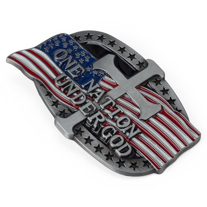 Alloy Flag Cross Letter Belt Buckle Western Cowboy Novelty Buckle