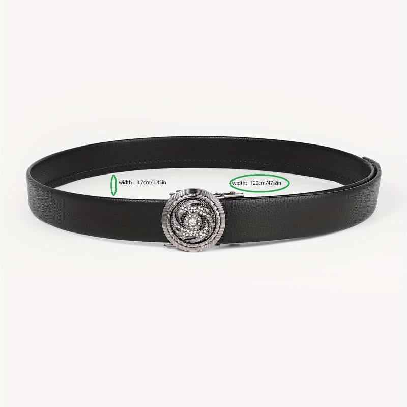 Men's Leather Belt with Rhinestone Buckle