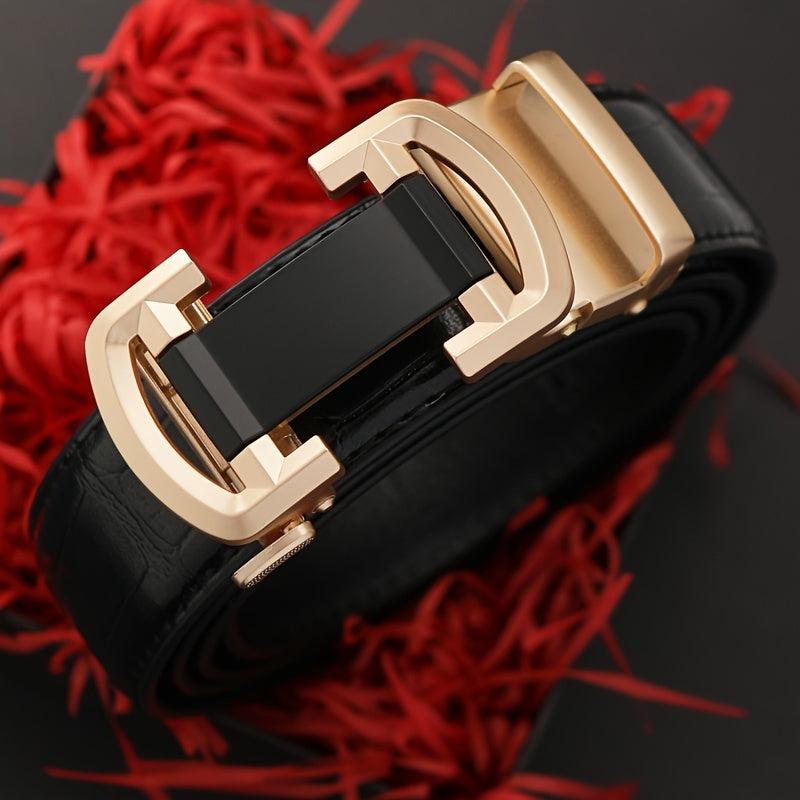Men's Casual PU Leather Belt Automatic Buckle Belt