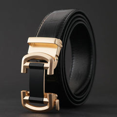 Men's Casual PU Leather Belt Automatic Buckle Belt
