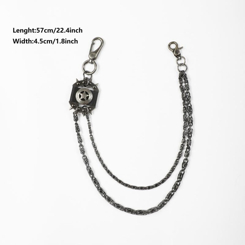 Men's Retro Pentagram Waist Chain Metal Punk Rock Double Chain Ring Pants Chain