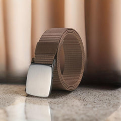 Coffee Canvas Belt Smooth Buckle for Outdoor Military Training
