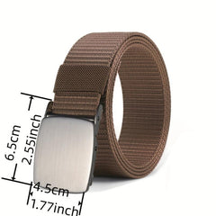 Coffee Canvas Belt Smooth Buckle for Outdoor Military Training