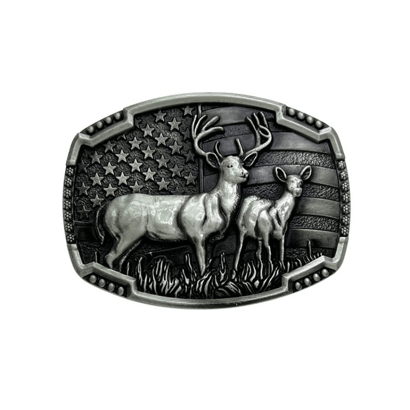 Zinc Alloy Elk Belt Buckle Western Cowboy Style Retro Casual Unisex