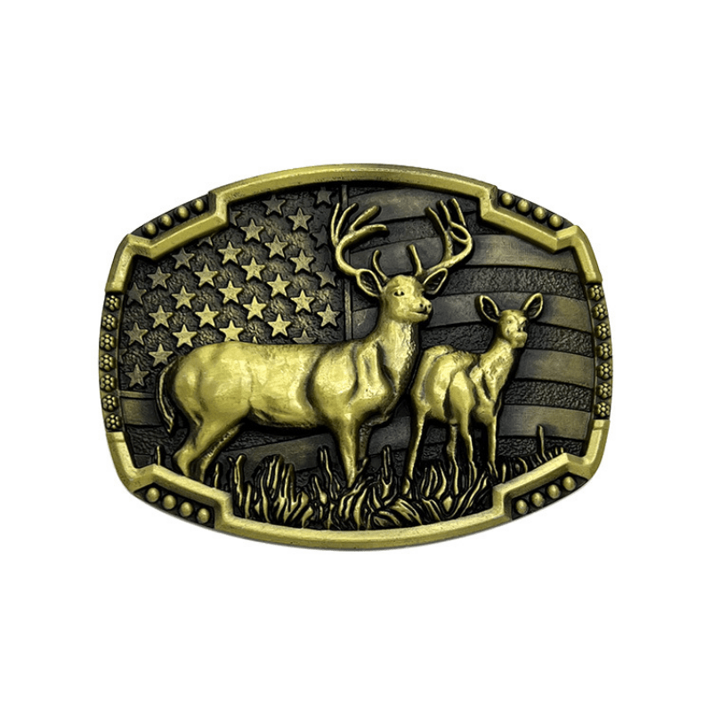 Zinc Alloy Elk Belt Buckle Western Cowboy Style Retro Casual Unisex