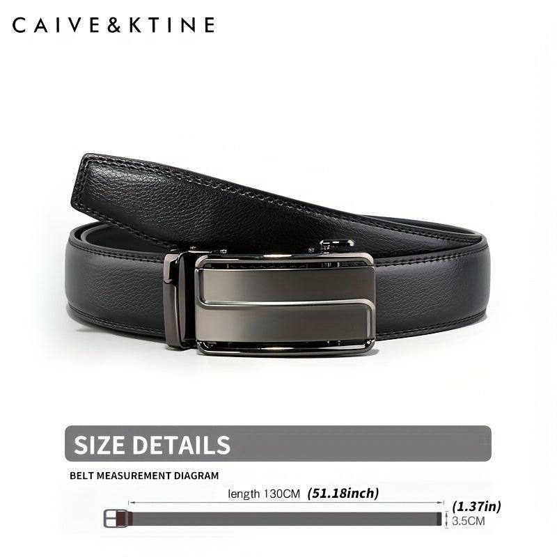 Caivektine Men's Cowhide Casual Leather Belt with Automatic Buckle