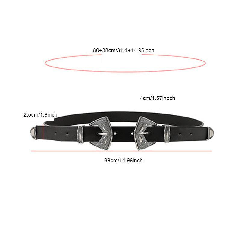 Women Men Retro Belt Punk 2 Personalized Wide PU Leather