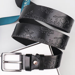 Forest Kingdom Animal Pattern Men's Casual PU Leather Belt