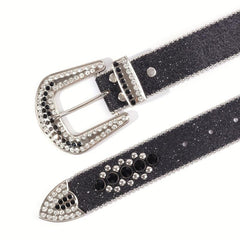 Skull Head Rivet Leather Belt for Jeans Pants