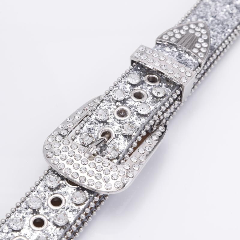 Men's Faux Diamond Leather Belt for Jeans Trousers