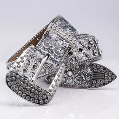 Men's Faux Diamond Leather Belt for Jeans Trousers