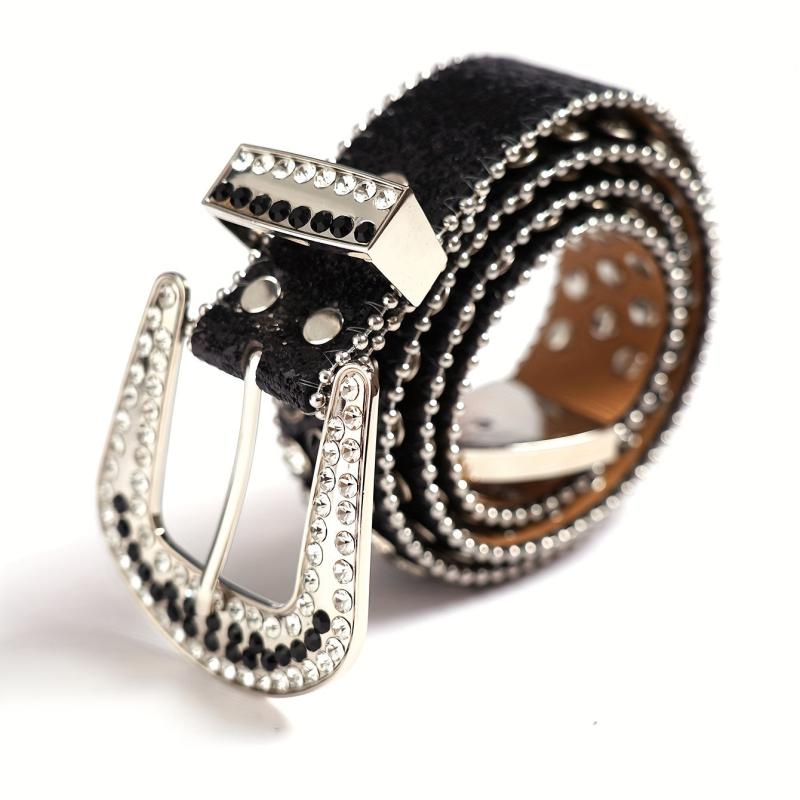 Sparkle Studded Rhinestone PU Leather Cowboy Belt