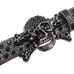 Men's Rhinestone Skull Buckle Western Belt