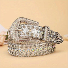PU Belt with Artificial Diamond Sequin Inlay