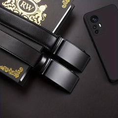 YOORAN Men's Ratchet Leather Dress Belt, Cut-to-Fit, 1.7 x 62.2