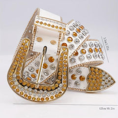 Rhinestone PU Leather Belt with Pin Buckle