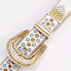 Rhinestone PU Leather Belt with Pin Buckle