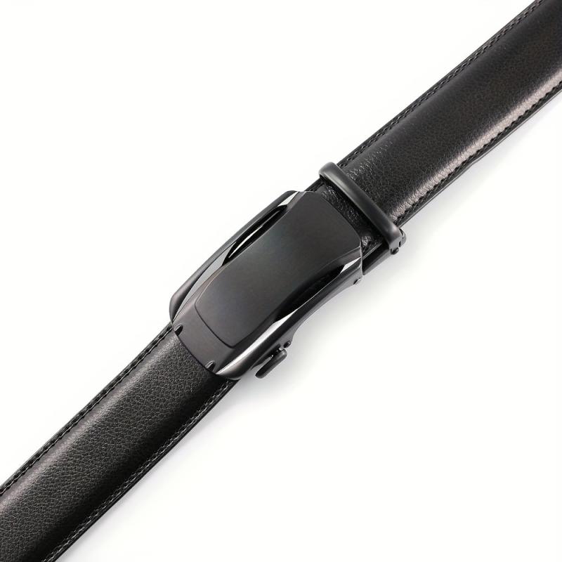 Men's Leather Ratchet Buckle Slide Belt For Dress Casual