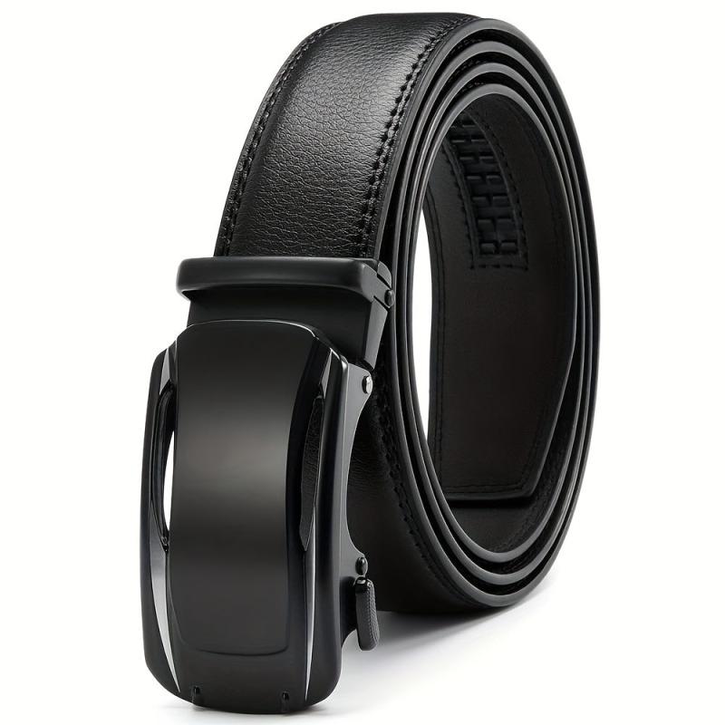 Men's Leather Ratchet Buckle Slide Belt For Dress Casual