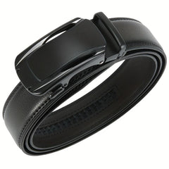 Men's Leather Ratchet Buckle Slide Belt For Dress Casual