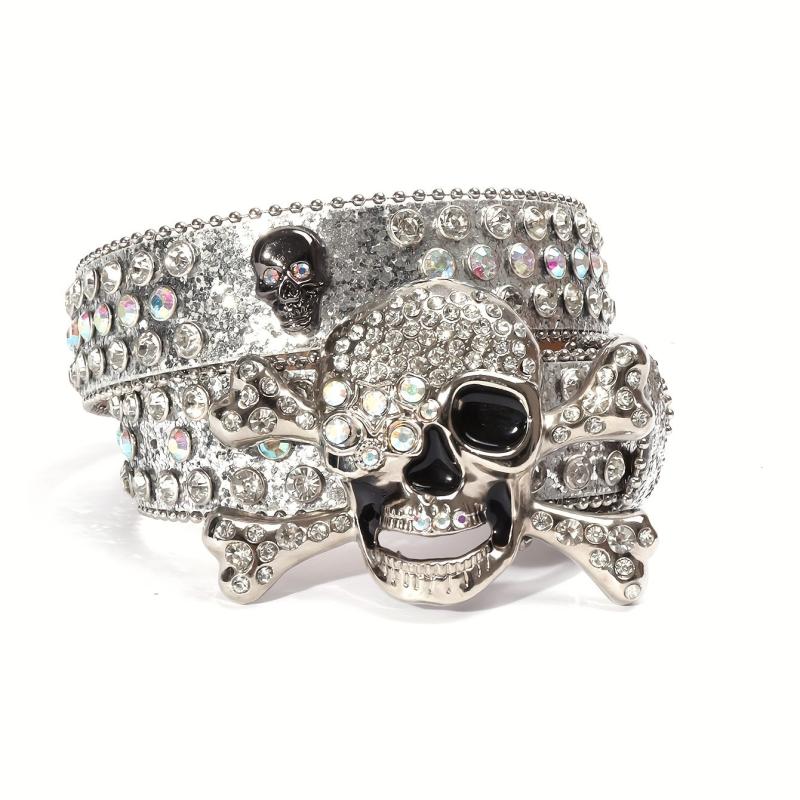 Rhinestone Bone Buckle Belt Punk Jeans Belt