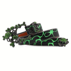 Alloy Big Skull Rhinestone Belt Hip Hop Leather Belt For Men