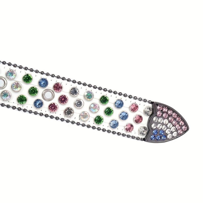 Planet Buckle Rhinestone Belt Bling Bling Flashing Round Buckle Stone Belt