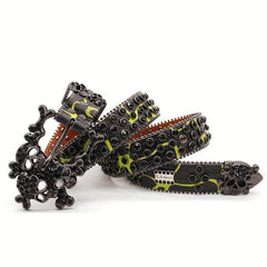 Men's Big Skull Rhinestone Inlaid PU Leather Belt Hip hop Style Buckle
