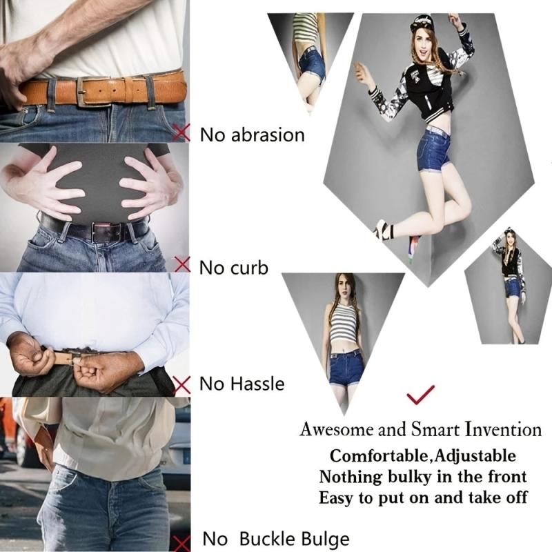 Seamless Elastic Invisible Jeans Belt for Men and Women