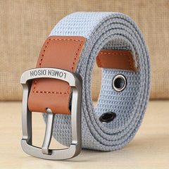 Men's Canvas Belt Pin Buckle Belt Canvas Waistband Outdoor Casual Jeans Belt