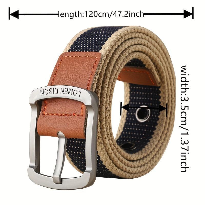 Men's Canvas Belt Pin Buckle Belt Canvas Waistband Outdoor Casual Jeans Belt