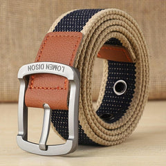 Men's Canvas Belt Pin Buckle Belt Canvas Waistband Outdoor Casual Jeans Belt