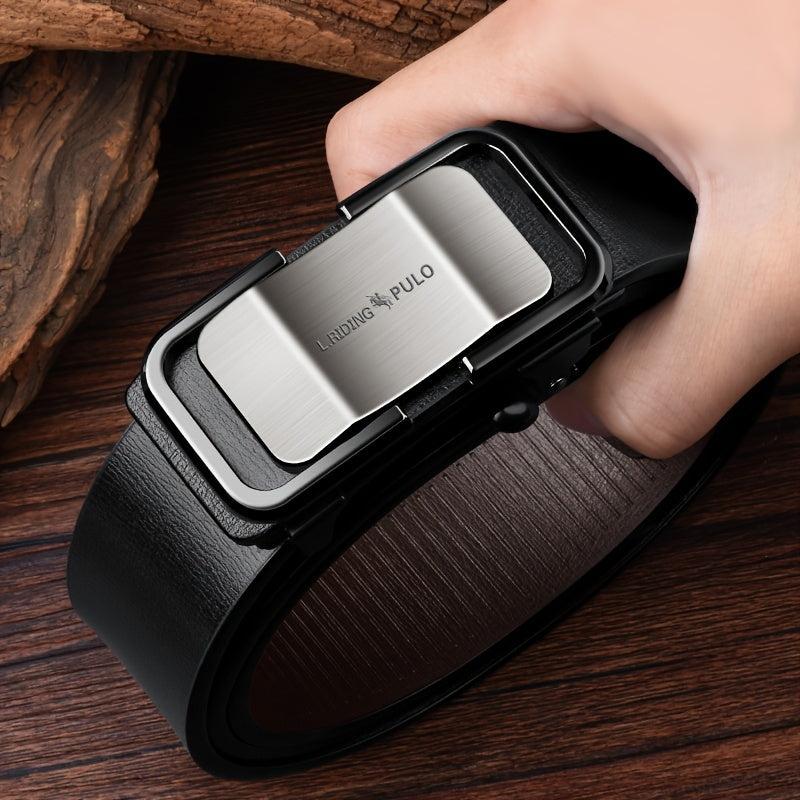 Men's Toothless Leather Pants Belt Automatic Buckle Plus Size