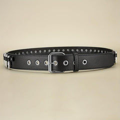Men's Leather Punk Wide Belt Hollow Rivet Personality Rock