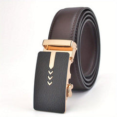 Men's Calfskin Leather Belt Automatic Buckle Business Suit Waist Strap