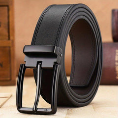 Cowhide Leather Men's Belt Classic Alloy Buckle Business Jeans All match Pants