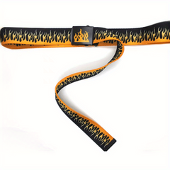 Flame Belt Fire Pattern Canvas Leather Colorful Hip Hop Hell