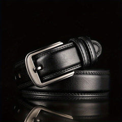 Men's Leather Belt with Alloy Pin Buckle