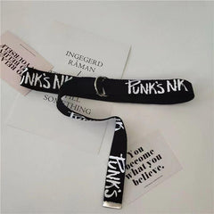 Men's Letter Graphic Tape Belt Double D Ring Buckle