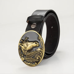 Casual Men Belt with Horse Head Button