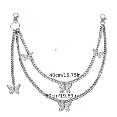 Silver Punk Butterfly Waist Chain Belt