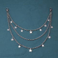Punk Star Pendant Layered Chains Belt for Skirts Pants