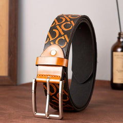 Men's Letter Style Single Jack Dress Belt Casual Alloy Buckle PU Belt