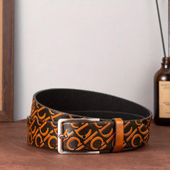 Men's Letter Style Single Jack Dress Belt Casual Alloy Buckle PU Belt