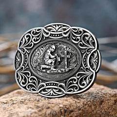 Cowboy Belt Buckle Prayer Pattern Man Belt Buckle