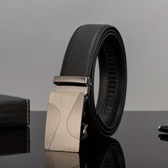 Men's Automatic Buckle PU Leather Belt Business Suit Waist Strap